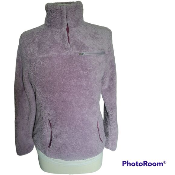 Eddie Bauer Purple Teddy Bear Fuzzy PopOver Jacket - S - Picture 3 of 10